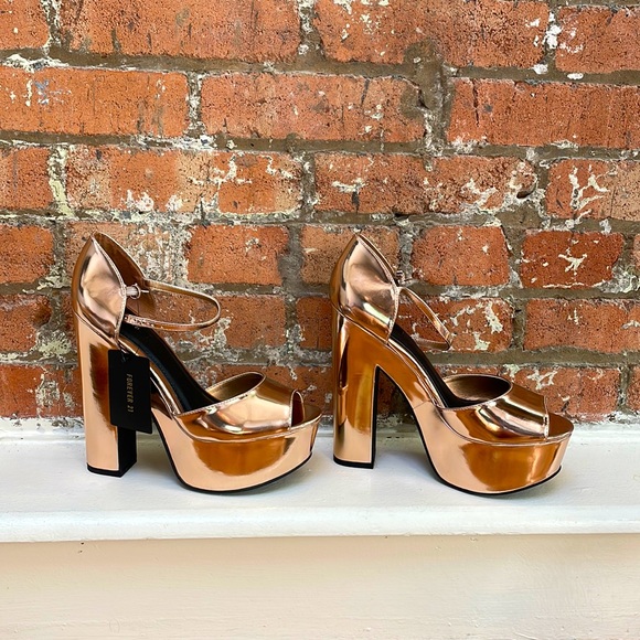 Forever 21 Shoes - Rose gold mega platform shoes